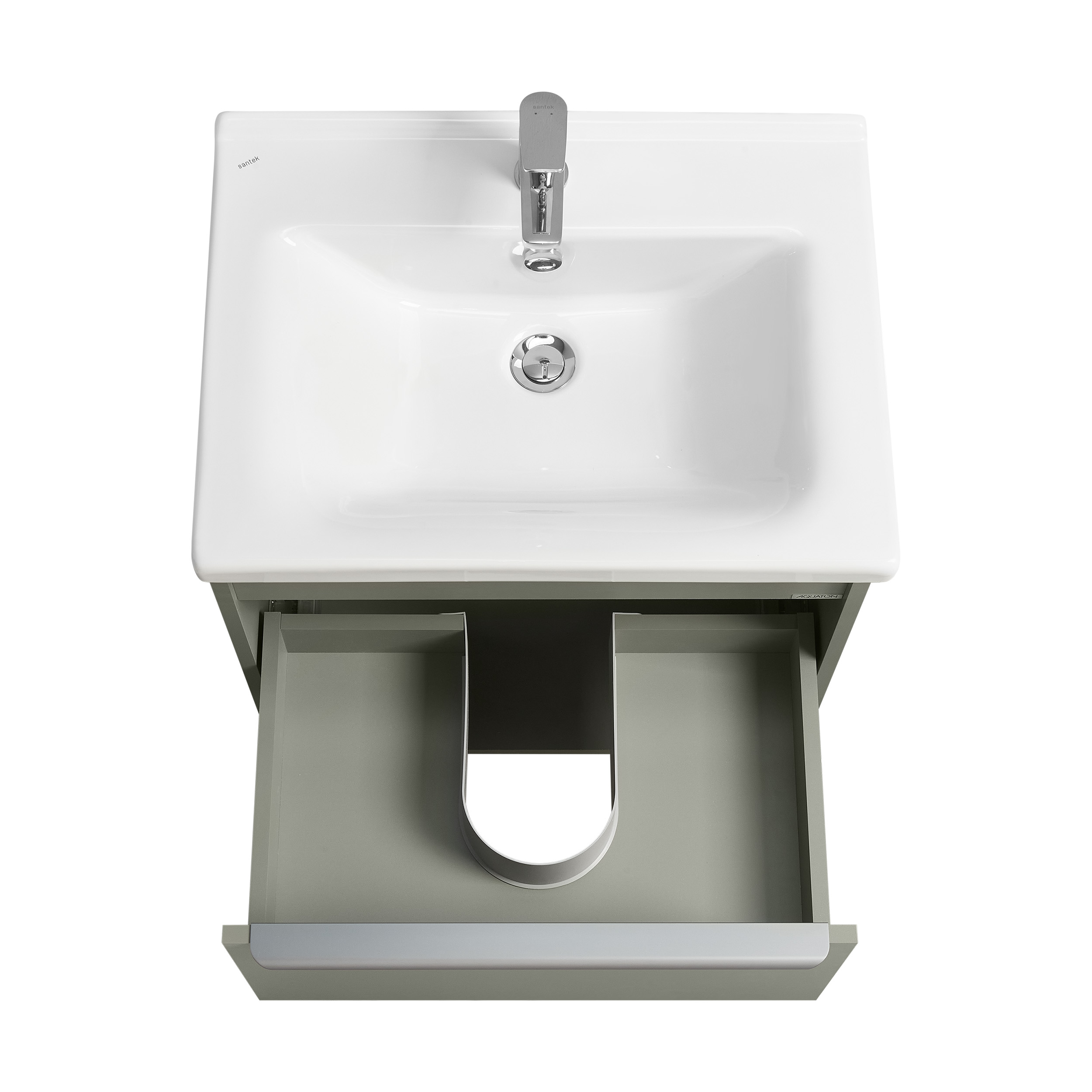 Тумба под раковину AQUATON Хоуп 60, 1 ящик, хаки, 1A287201HP9D0