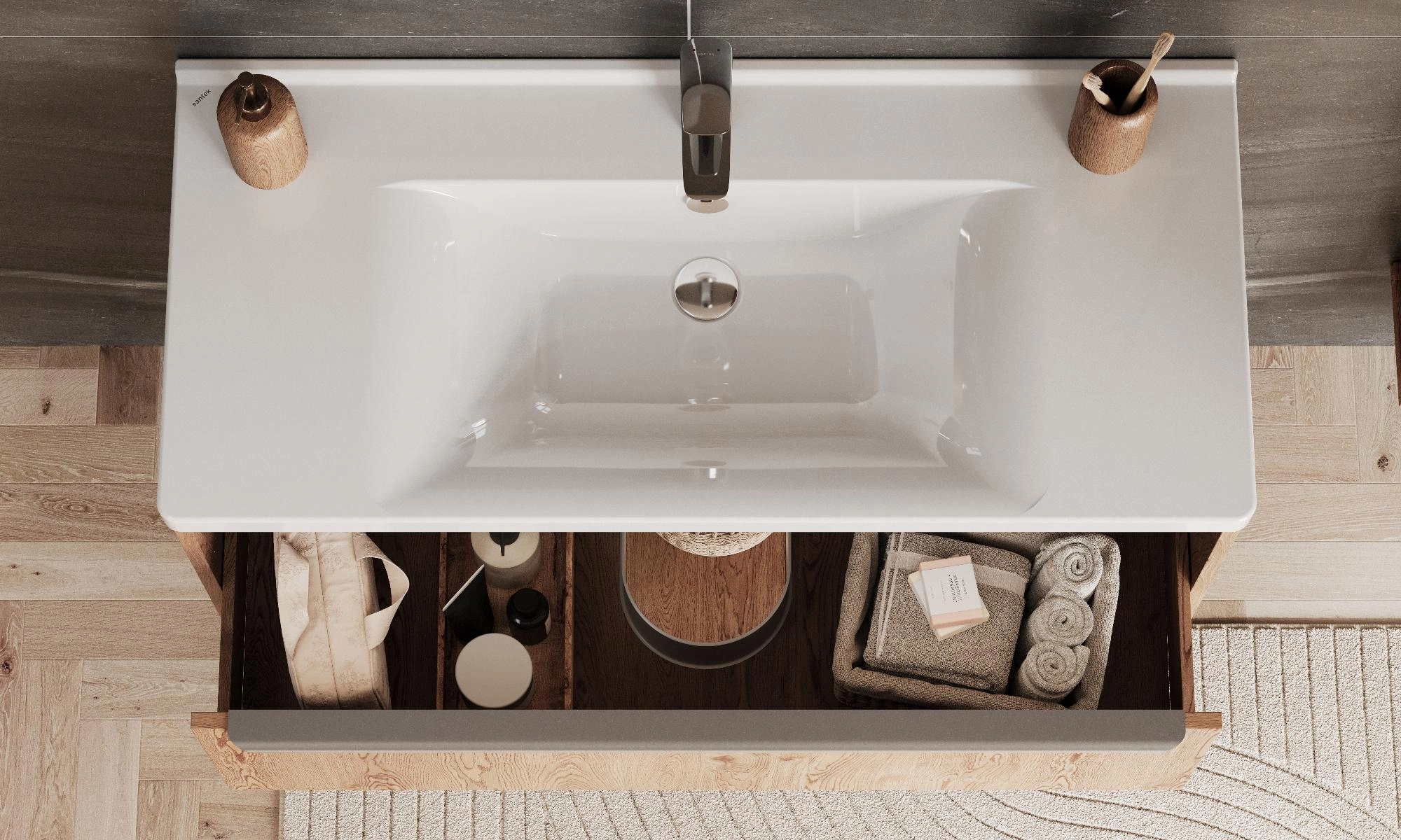 Тумба под раковину AQUATON Хоуп 100, 1 ящик, орех, 1A287401HP6C0