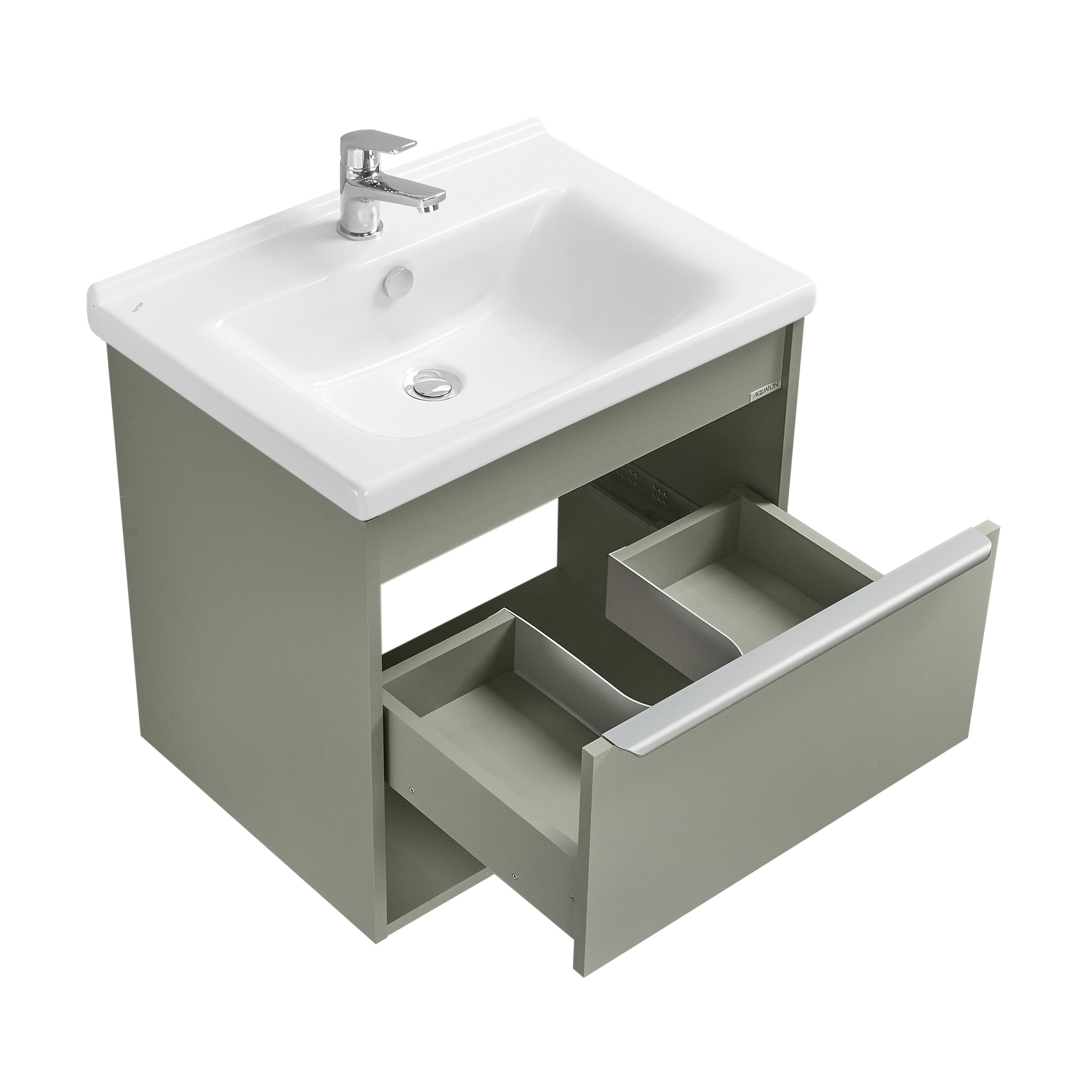 Тумба под раковину AQUATON Хоуп 60, 1 ящик, хаки, 1A287201HP9D0