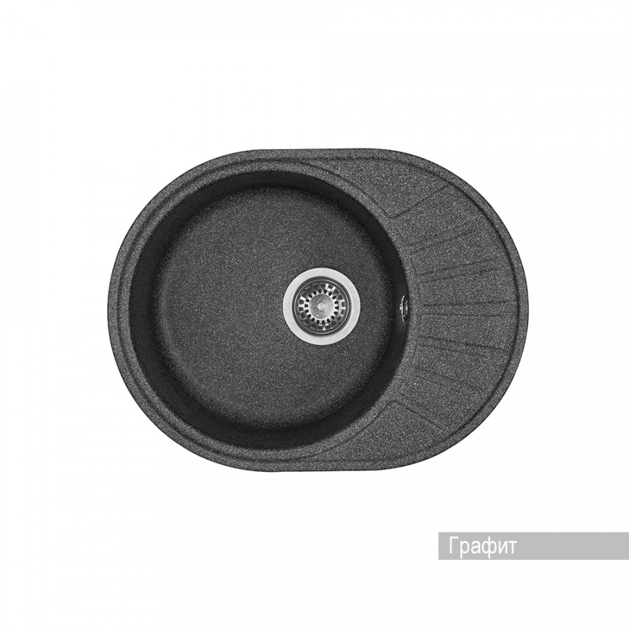 Мойка для кухни AQUATON Чезана круглая с крылом графит 1A711232CS210